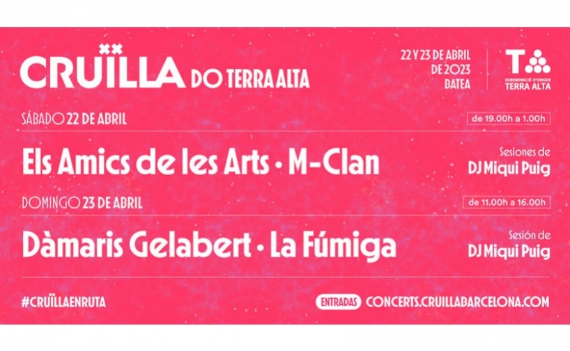 La DO Terra Alta presenta el Festival Cruïlla DO Terra Alta